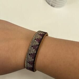 Silver and purple beaded bracelet